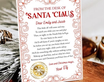 Editable From the Desk of Santa Claus First Time Elf Arrival Letter Return Letter Christmas Elf I'm Back Digital Template Printable 0523