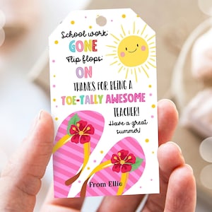 Étiquette-cadeau modifiable pour professeur d'été, cadeau de vernis à ongles pour enfants, carte-cadeau pour salon de manucure, modèle numérique de fin d'année scolaire, imprimable 0464