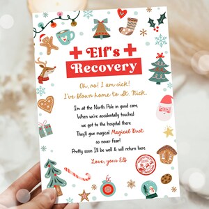 Edytowalny list o odzyskaniu elfa, jeśli dotknięty i zgubiony Magiczny elfi pył Elfowy wiersz Dziewczyno, jestem chory Boże Narodzenie Elf Szablon dekoracji świątecznych do druku 0529