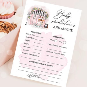 Bearbeitbares Baby vorhersagen Rat Spiel Paris Babyparty Spiel Bonjour Bebe Französische Patisserie Eiffelturm Download Vorlage Printable 0441