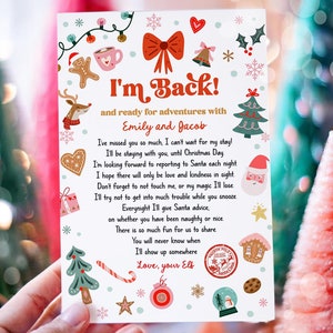 Carta de chegada de elfo editável Carta de retorno de elfo de Natal Estou de volta elfo Bem-vindo ao elfo de Natal Carta do seu elfo Modelo para impressão 0529