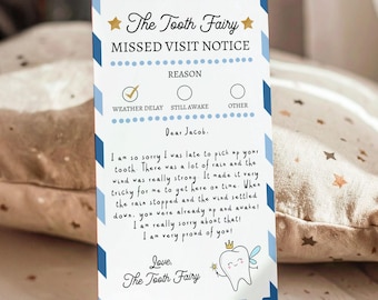 Editable Tooth Fairy Apology Note Official Fairy Note Missed Visit Notice Forgot to Come Kids Fairy Letter Digital Template Printable 0526
