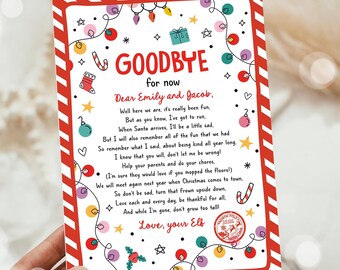 Editable Elf Goodbye Letter Departure Letter Christmas Goodbye from Your Elf Christmas Elf Santa Claus Poem Digital Template Printable 0521
