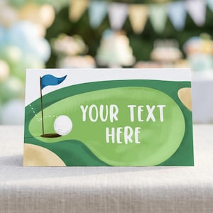 Editable Golf Birthday Food Tent Cards Golf Labels Golf Party Place Cards Boy 1st Birthday Hole in One Sports Printable Template Corjl 0405