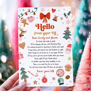 Carta de bienvenida editable de tu elfo Carta de respuesta Elfo de Navidad ¡He vuelto! Elfo de bienvenida Plantilla digital imprimible 0529