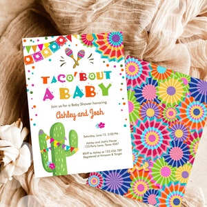 Editable Taco Bout A Baby Baby Shower Invitation Fiesta Cactus Mexican Couples Coed Shower Instant Download Printable Corjl Template 0045
