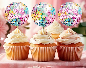 30 Stück Diskokugel-Cupcake-Topper Für 70er-Party – Mit Bambusstäben, Sofort Einsatzbereit