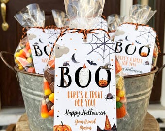 Halloween Favor Tags, Boo Gift Tags, Trick or Treat Party (Digital Editable Printable) 0261