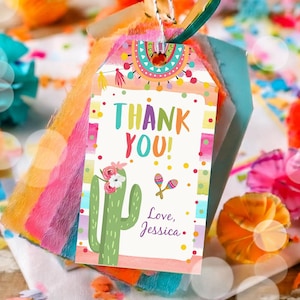 Editable Fiesta Favor tags Fiesta Thank you tags Cactus Mexican Label tags Muchas Gracias Birthday Shower Floral Template Digital 0134
