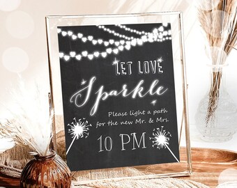 Editable Let Love Sparkle Wedding Sign Send Off Rustic Wedding Decor Wedding Signage Light a Path Sparkle Sign Corjl Template PRINTABLE 0110