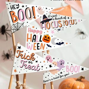 Halloween Pennant Flags Halloween Gift Tag Boo Basket Flag Kids Trick or Treat Prints Props DIY Digital Instant Download Printable 0261