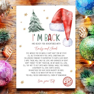 Editable Elf I'm Back Arrival Letter Return Letter Christmas Elf Elf Welcome Christmas Elf Letter From Your Elf Template Printable 0444