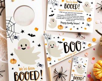 Editable Boo Basket Halloween Kit Printable Halloween Gift Tag You've Been Booed Flag Kids Ghosts Props Digital Template Printable 0261 0418