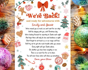 Editable Elf Arrival Letter Return Letter Christmas Elf We're Back Elf Welcome Hello from Elves Boy Girl Digital Template Printable 0529