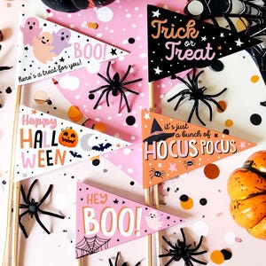 Halloween Pennant Flags Halloween Gift Tag Boo Basket Flag Kids Trick or Treat Prints Props DIY Instant Digital Download Printable 0261