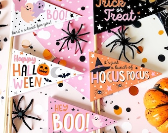 Halloween Pennant Flags Halloween Gift Tag Boo Basket Flag Kids Trick or Treat Prints Props DIY Instant Digital Download Printable 0261