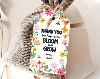 Editable Teacher Appreciation Tags Thank You for Helping me Bloom Plant Flower Gift Tag Cactus Plant Tag Personalized Download Corjl 0464