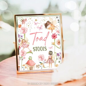 Toad Stools Sign Fairy Birthday Sign Fairy Food Favors Table Decor Magical Fairy Garden Tea Party Girl Instant Download Printable 0406