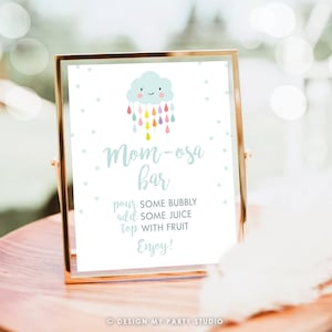 Placa de bar Momosa Mimosa para chá de bebê em nuvem, decoração neutra para chá de bebê, download para impressão 0036