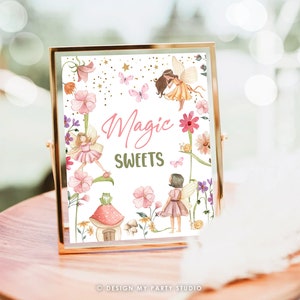 Magic Sweets Sign Fairy Birthday Sign Favors Table Decor Magical Fairy Garden Tea Party Favors Girl Table Sign Decorations Printable 0406