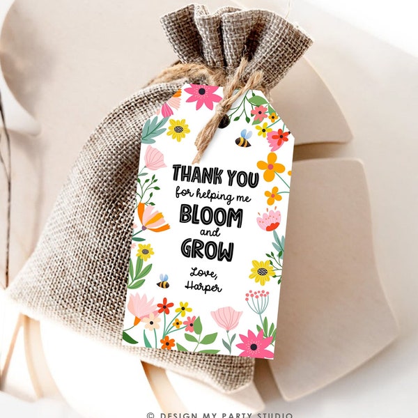 Editable Teacher Appreciation Tags Thank You for Helping me Bloom Plant Flower Gift Tag Cactus Plant Tag Personalized Download Corjl 0464