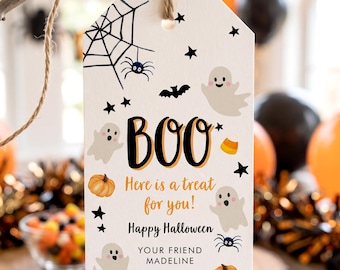 Halloween Favor Tags, Boo Gift Tag, Trick or Treat Party Printable (Editable) 0261