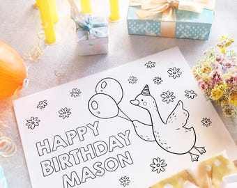 Editable Coloring Page One Silly Goose Birthday Party Activity Game Goose Birthday Farm Animal Boy Daisy Download Printable Digital 0540