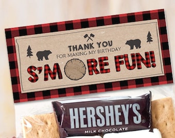 Lumberjack Treat Bag Toppers Birthday Party First Birthday Wild One Bear S'more Fun Digital Download Printable 0026