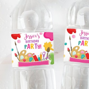 Editable Art Party Water Bottle Labels Painting Birthday Decor Craft Birthday Art Party Favors Drink Labels Bottle Label Template Corjl 0319