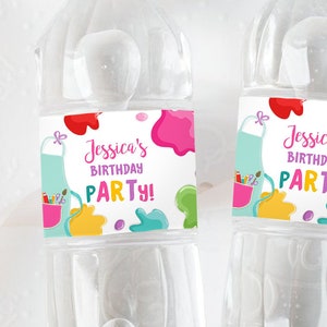 Editable Art Party Water Bottle Labels Painting Birthday Decor Craft Birthday Art Party Favors Drink Labels Bottle Label Template Corjl 0319