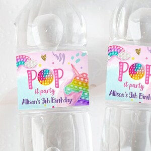 ▷ Pop it Water bottle Label Digital