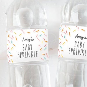 Editable Baby Sprinkle Water Bottle Labels Baby Shower Coed Gender Neutral Confetti Sprinkles Bottle Wrap Printable Template Corjl 0216