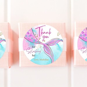 Editable Mermaid Birthday Favor Tags Under the Sea Thank You Tag ...