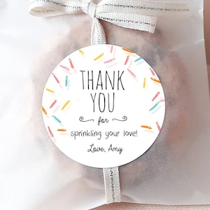 Étiquettes modifiables pour bébé à saupoudrer, saupoudrer de bébé, étiquette de remerciement, autocollants pour cadeau de douche, modèle de confettis sans distinction de sexe, modèle Corjl imprimable 0216