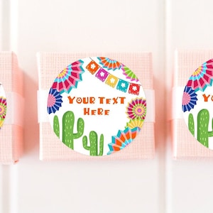 Etichette modificabili Fiesta Cactus Grazie Favore Rotondo Quadrato Baby Shower Compleanno Addio al nubilato Adesivi Succulente Messicano Corjl Modello 0236