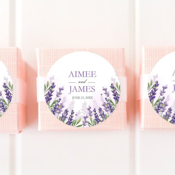 Editable Lavender Thank You Tags Wedding Favor Round Square Greenery Boho Lilac Blush Lavender Purple Digital Corjl Template Printable 0206