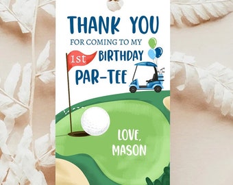 Editable Golf Favor Tags Golf Thank You Par-tee Tags Golfing Birthday Hole in One 1st Birthday Boy Gift Tag Download Template Printable 0405