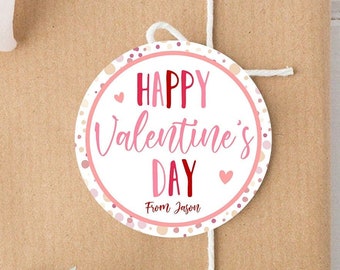 Editable Valentine's Day Cookie Tags Happy Valentine's Day Cookies Tag Sticker Pink Red Valentines Day Card Labels Digital PRINTABLE 0370