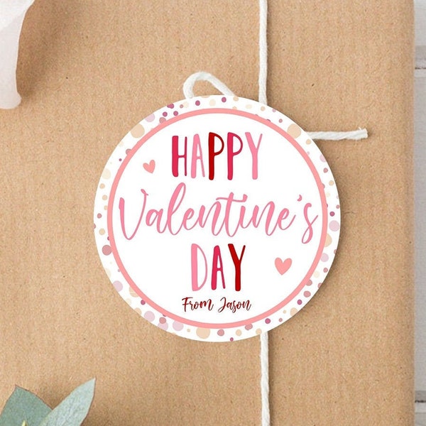 Editable Valentine's Day Cookie Tags Happy Valentine's Day Cookies Tag Sticker Pink Red Valentines Day Card Labels Digital PRINTABLE 0370