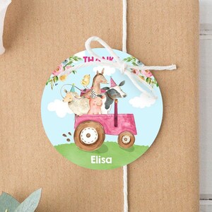 Editable Farm Animals Thank You Tags Girls Barnyard Birthday - Etsy