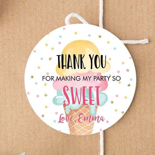 Editable Ice Cream Thank You Tags Round Ice Cream Stickers Ice - Etsy