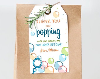 Editable Bubble Favor Tag Boy Bubble Birthday Thank You Tag Popping Over Labels Bubbles Gift Tag Blue Digital Corjl Template Printable 0035