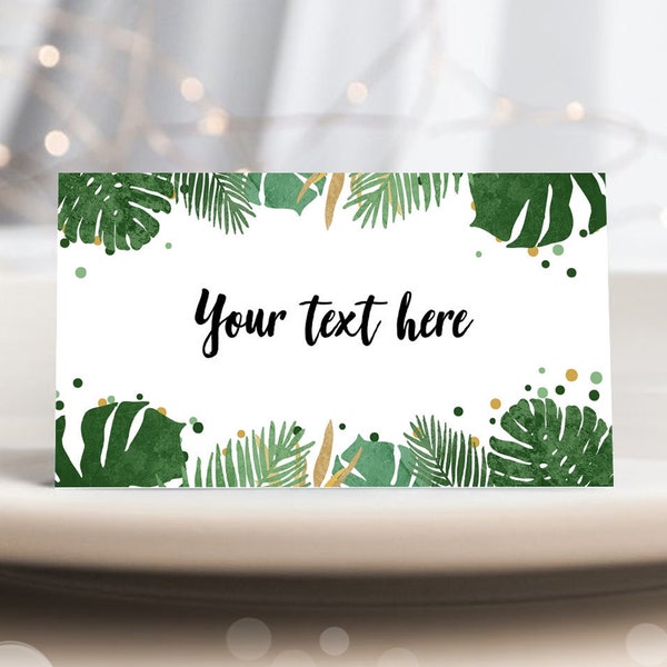 table place setting cards template Editable Safari Food Labels Tropical Place Cards Summer Beach Party Place Card Tent Card Escort Card Birthday Shower Boy Corjl Template 0332