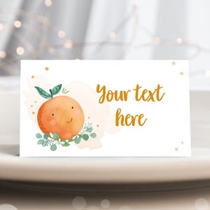 Editierbares Little Cutie Lebensmittel Etikett Cutie Tischkarte Zelt Gefaltet Cutie Baby Shower Decor Clementine Orange Digital Template Printable 0430