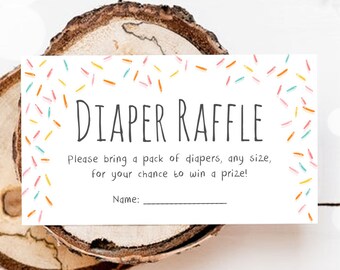 Editable Baby Sprinkle Diaper Raffle Ticket Coed Shower Gender Neutral Sprinkles Registry Card Diaper Game Corjl Template PRINTABLE 0216