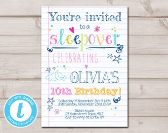 slumber party invite etsy