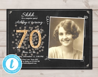 70th Birthday Invitations Etsy