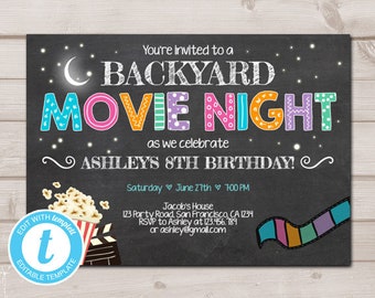 outdoor movie invite etsy