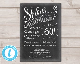 surprise 60th birthday invitations etsy