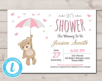 Teddy Bear Baby Shower Invitations Etsy